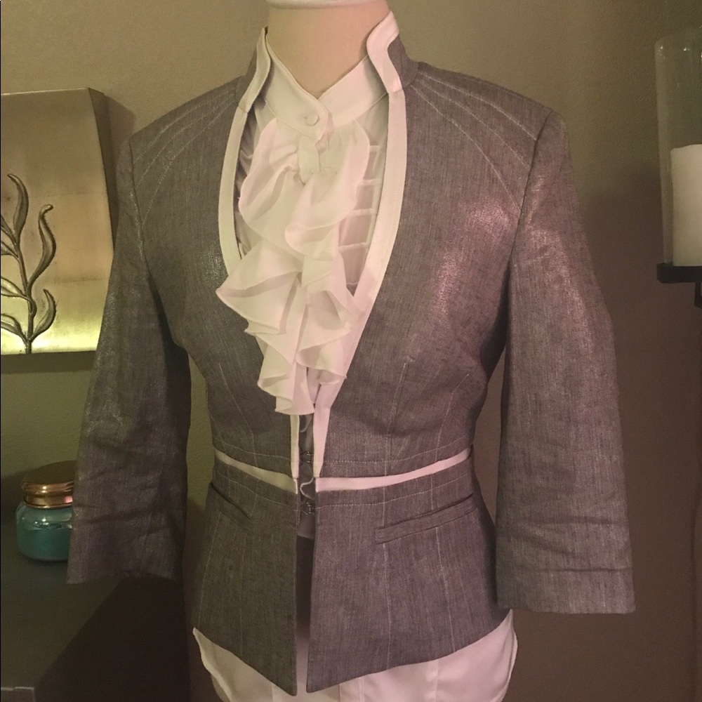 Grey and white shimmery blazer